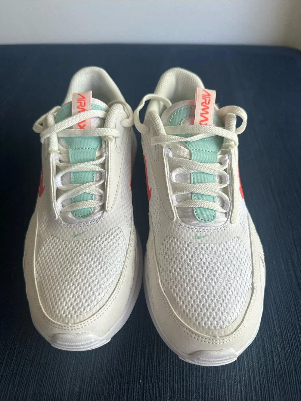 Nike Kids White Sneakers with Coral and Mint Accents